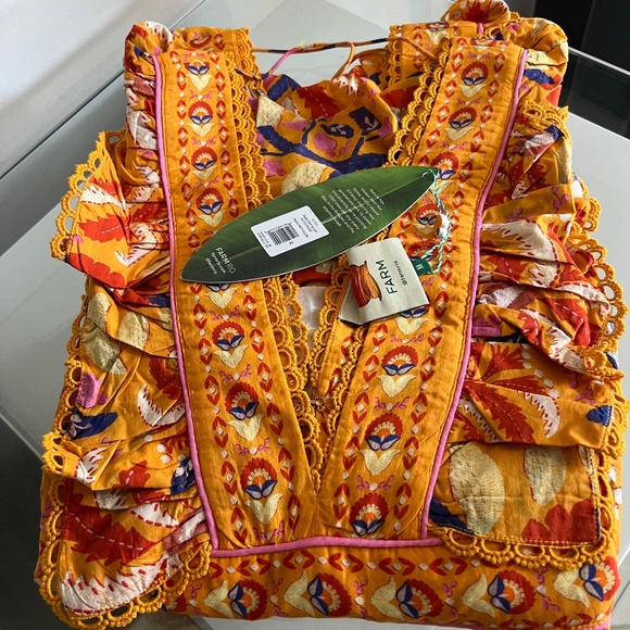 FARM RIO Palms Party Yellow Ruffled Blouse - Picture 2 of 9